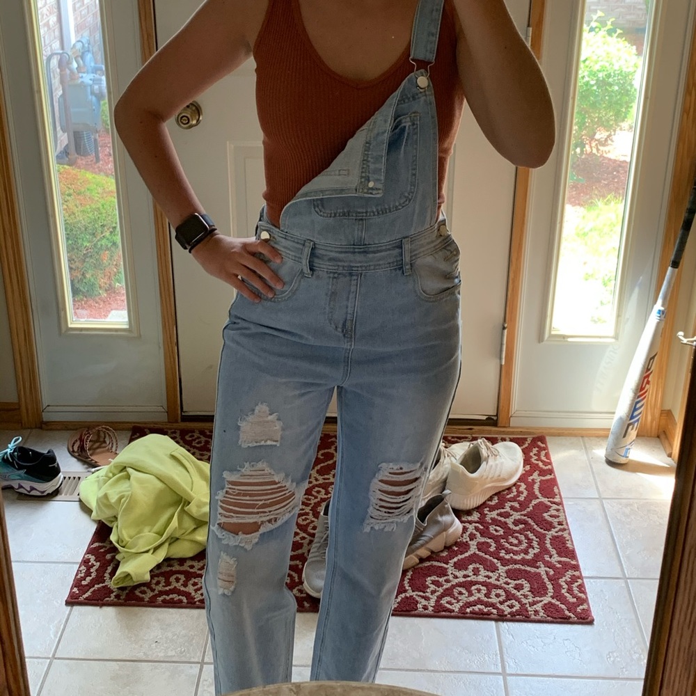 NWOT Ripped Denim Jumpsuit - Picture 4 of 7